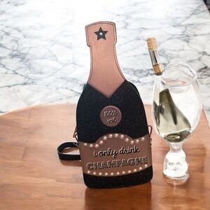 Champagne Bottle glitter crossbody purse by Skinny Dip London